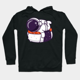 Cute Astronaut With Sushi Salmon Cartoon Hoodie